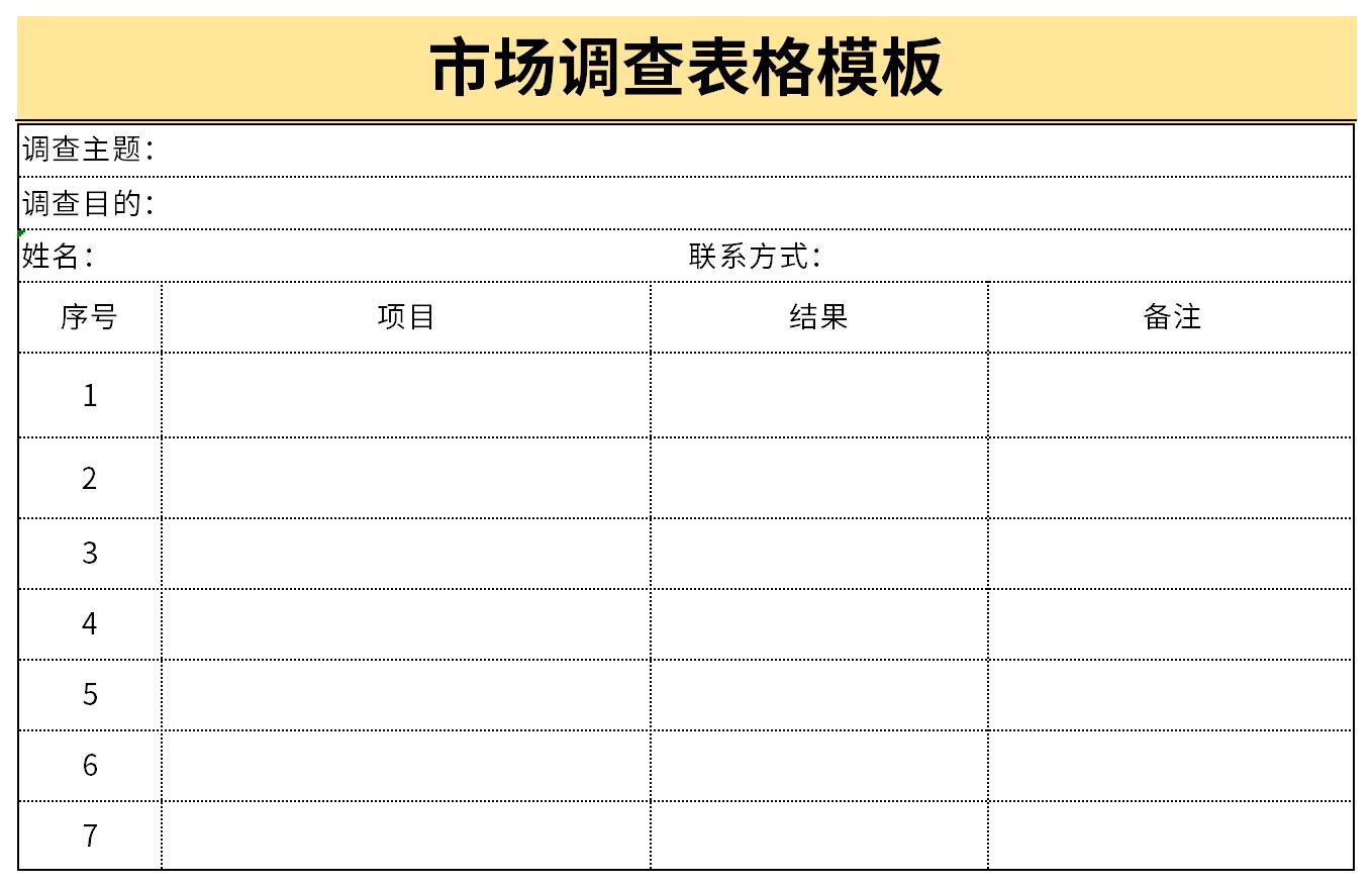 市場調查表格模板是用科學的方法系統地蒐集,記錄,整理和分析有關市場