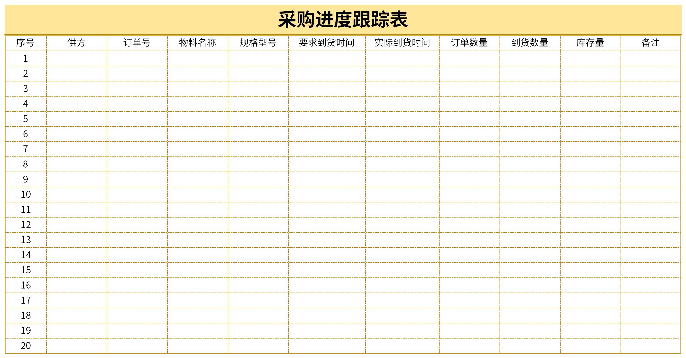 采购进度跟踪表截图