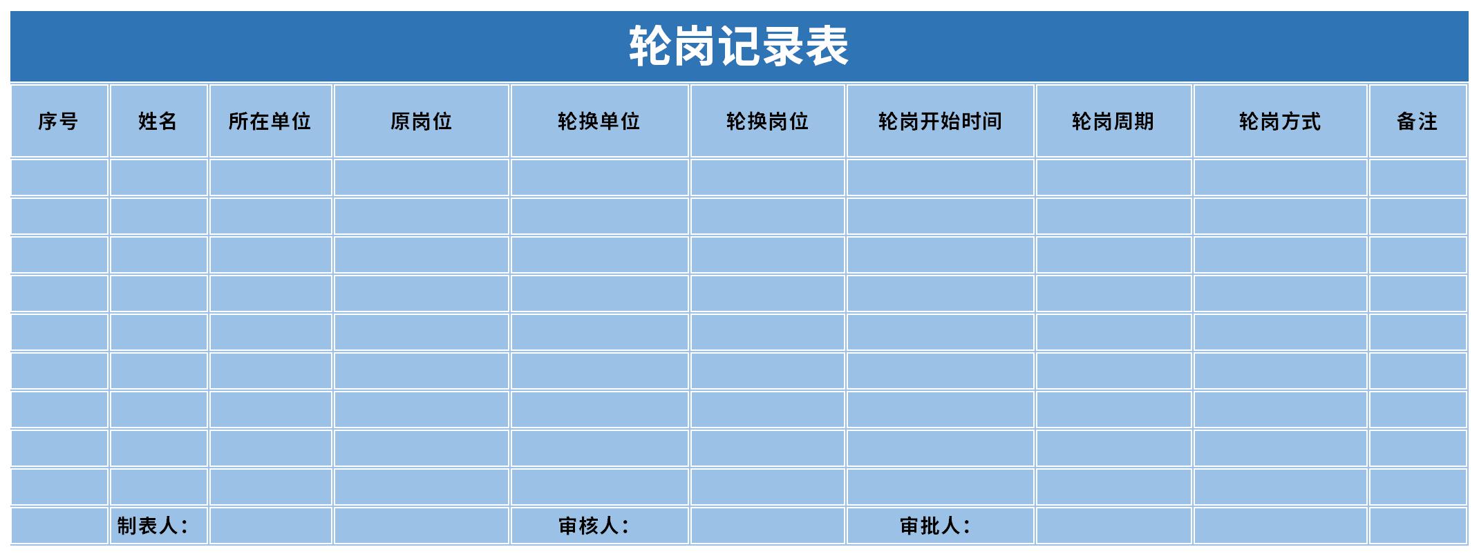 这是一套经过下载之家精心筛选轮岗记录表表格下载,模板格式是xlsx