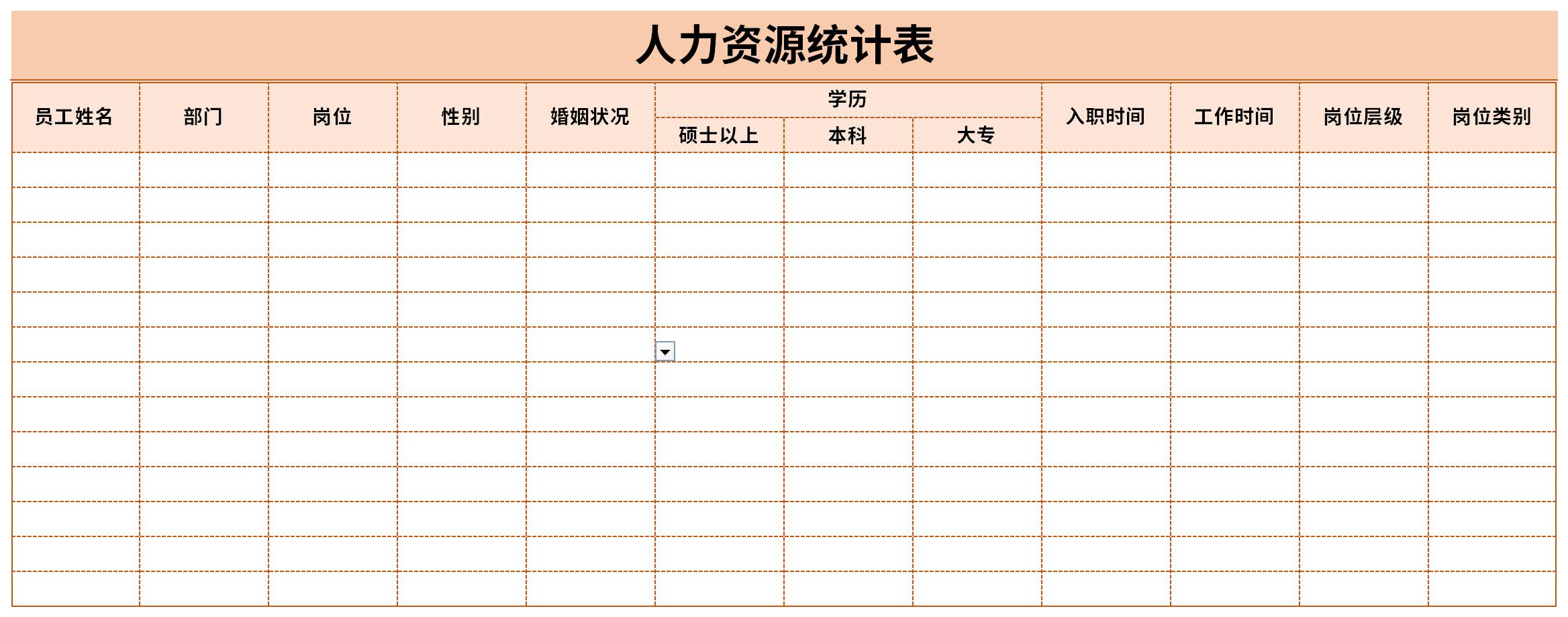 下载人力资源统计表excel免费下载后您可以自行更改模板内的内容和样