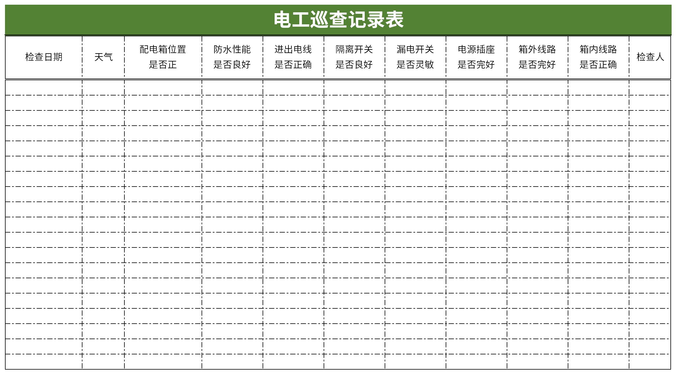 电工巡检记录表截图