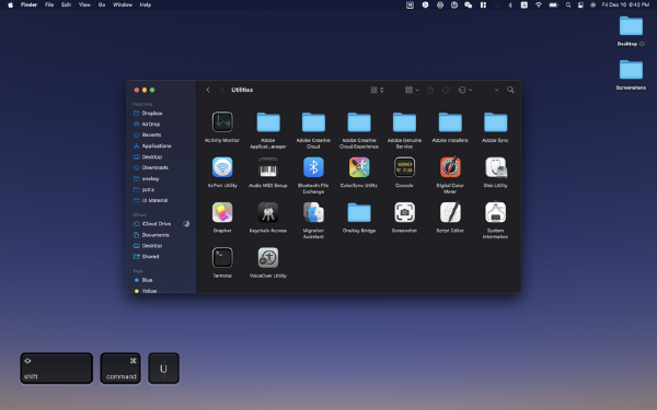 显示快捷键截图