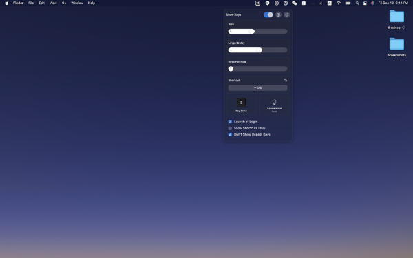 显示快捷键截图
