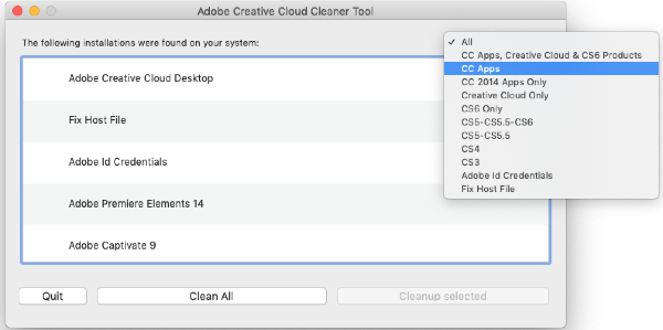 Adobe Creative Cloud Cleaner Tool截图