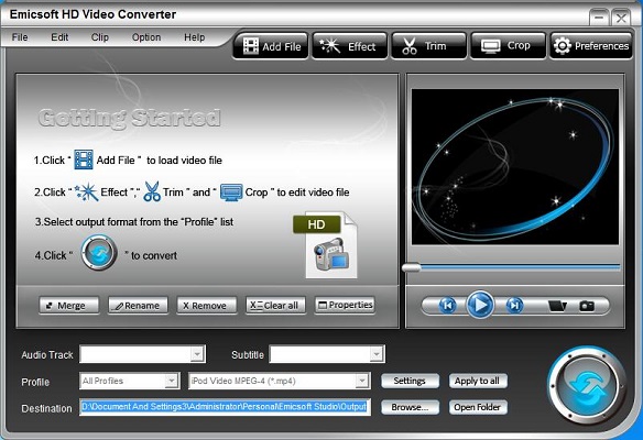 Emicsoft HD Video Converter截图