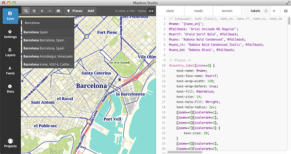 Mapbox Studio截图