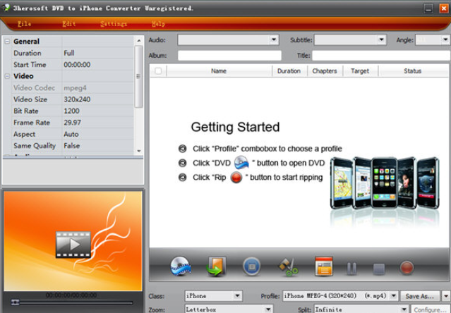 3herosoft DVD to iPhone Converter For Mac截图