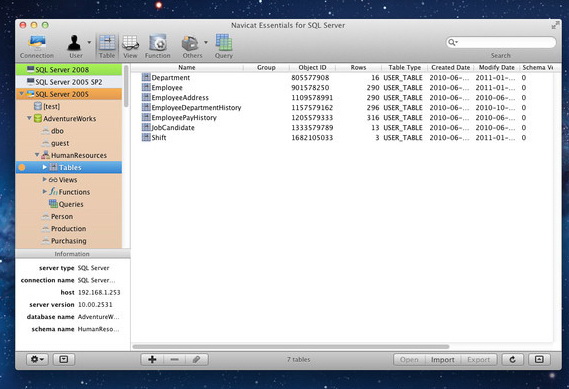 Navicat Essentials for SQL Server For Mac截图