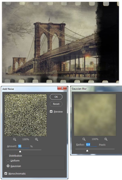 Photoshop制作怀旧老胶卷效果照片的教程