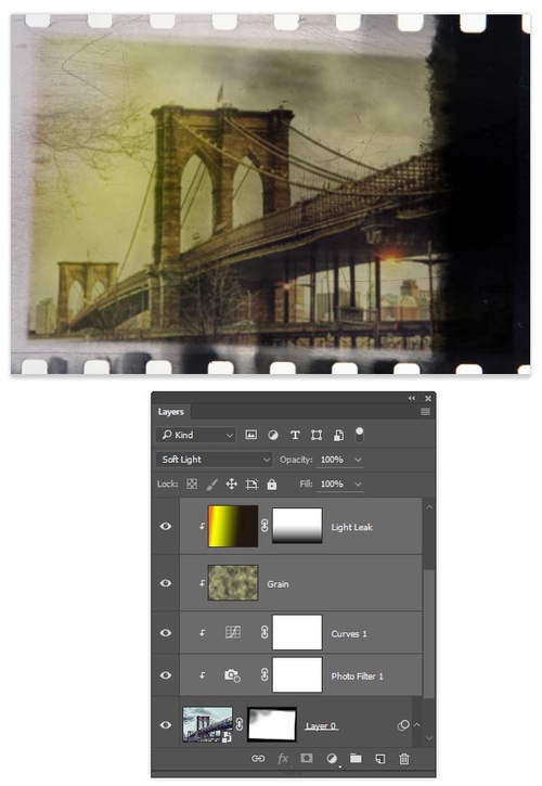 Photoshop制作怀旧老胶卷效果照片的教程