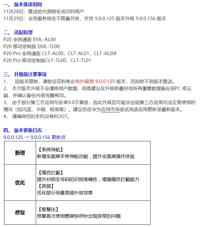 华为 EMUI 9.0.0.156 正式版上线,这些设备可升级截图