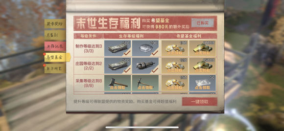 明日之后基金福利领取低等级详解