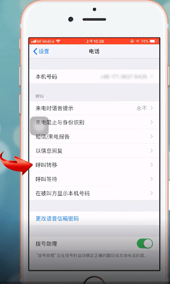 苹果手机将电话转移取消的操作流程截图