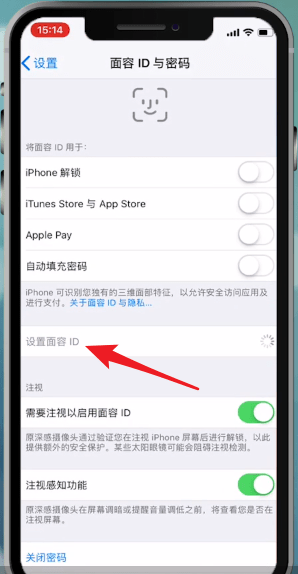 苹果手机设置面容id的操作流程截图
