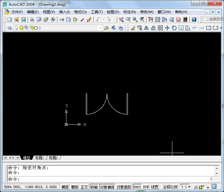 CAD制作双扇门平面图的图文操作截图