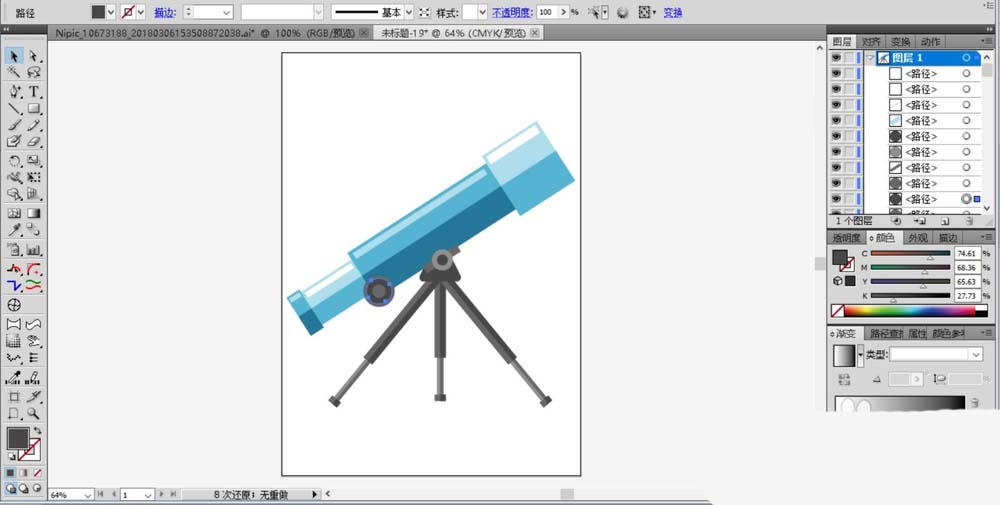 ai设计望远镜图案的简单操作截图
