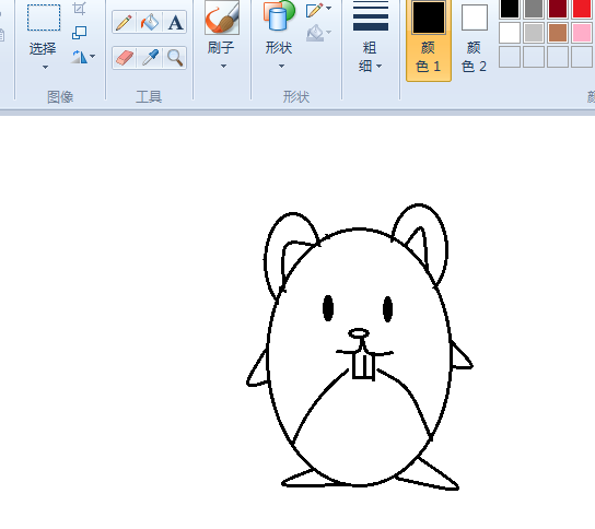 画图工具绘制小老鼠图像的详细步骤截图