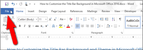 Microsoft Office2016自定义标题栏主题的详细教程截图