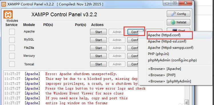 XAMPP集成环境apache启动失败的处理操作步骤截图