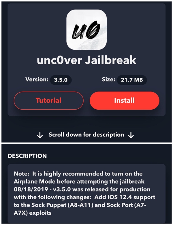 unc0ver v3.5.0版本正式上线