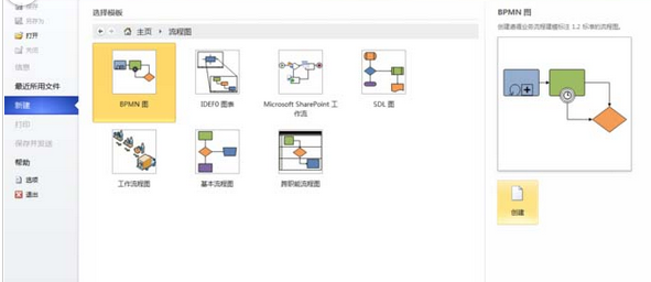 Microsoft Office Visio新建BPMN图的操作流程截图