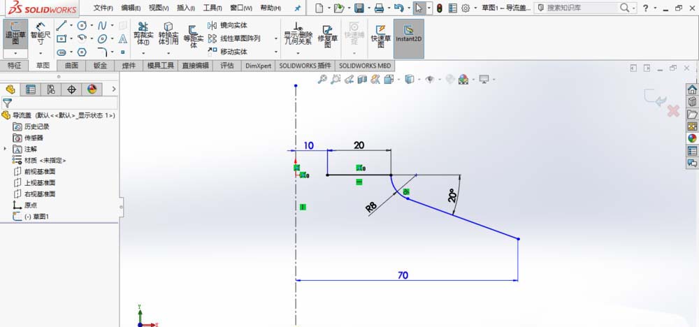 SolidWorks创建导流盖零件模型的图文操作方法截图