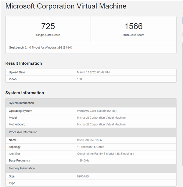 Intel 5核心第二款型号i5-L15G7现身 基准频率1.38GHz截图