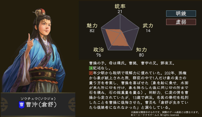 三国志14曹冲角色介绍截图