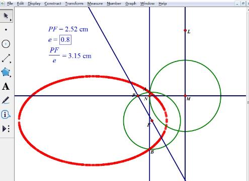 几何画板使用椭圆第二定义使用方法截图