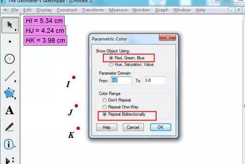 几何画板使用三个参数控制图形颜色的简单步骤截图