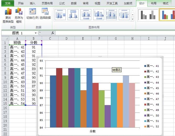 Excel表格设置彩色的交叉图表的详细方法截图