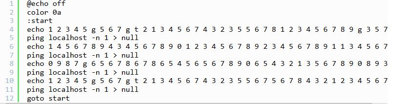 WIN10系统使用cmd命令制作数字雨小程序的详细步骤截图