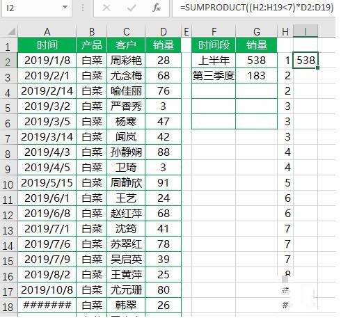 Excel怎样统计指定时间销售额 Excel统计指定时间段的销售额的操作方法截图