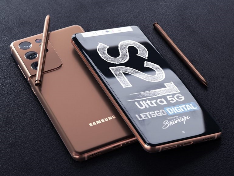 三星 S21 Ultra 顶配机型渲染图曝光:搭载 S Pen 手写笔截图