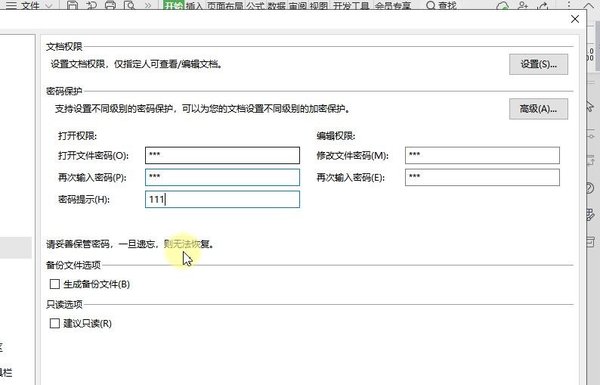 WPS表格怎样设置安全密码 WPS进行设置密码的方法截图