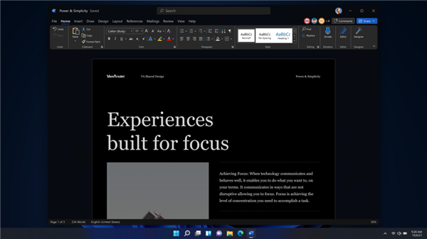 微软官宣 Windows Office 重大视觉更新 适配 Windows 11 预览版截图