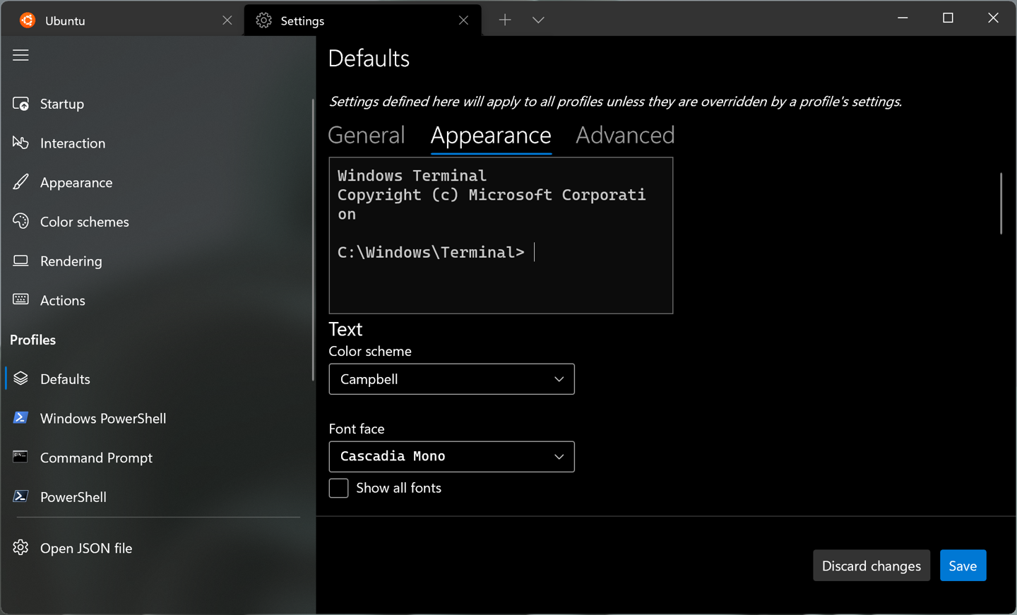 微软发布 Windows Terminal 1.10 预览版更新截图