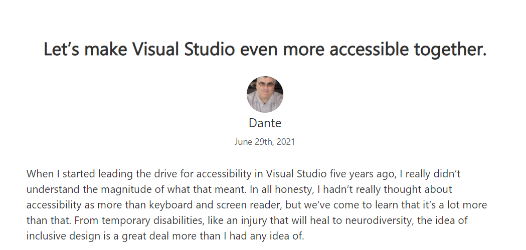 微软 Visual Studio 即将加入更多辅助功能 为残障人士提供便利