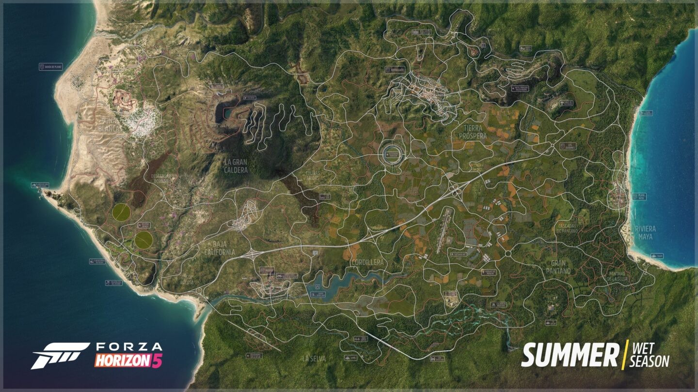 《极限竞速：地平线5》完整世界地图公布 是前作的1.5倍