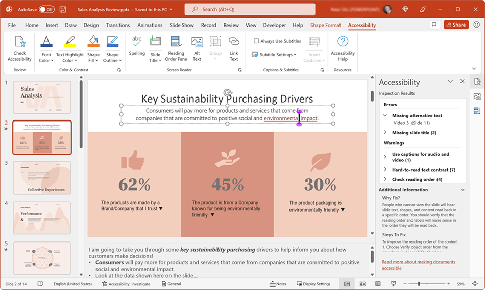 微软发布 Office Build 14630.20000 预览版 PowerPoint加入残障功能区