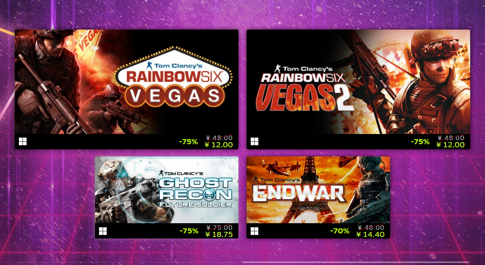 Steam开启育碧专场优惠活动 最高优惠80%截图