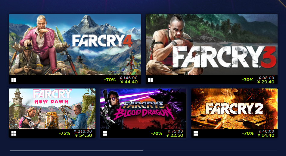 Steam开启育碧专场优惠活动 最高优惠80%截图