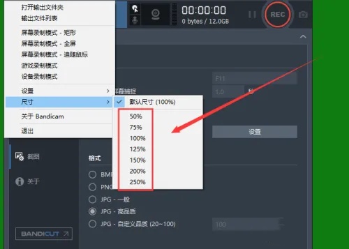 Bandicam怎么用？怎么更改Bandicam窗口尺寸？截图